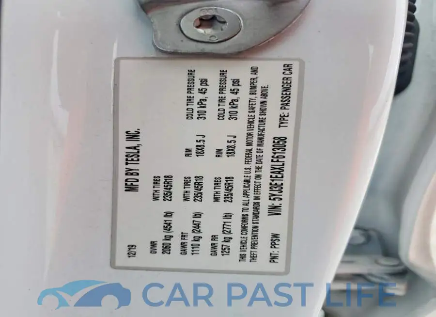 5YJ3E1EAXLF613058# 13