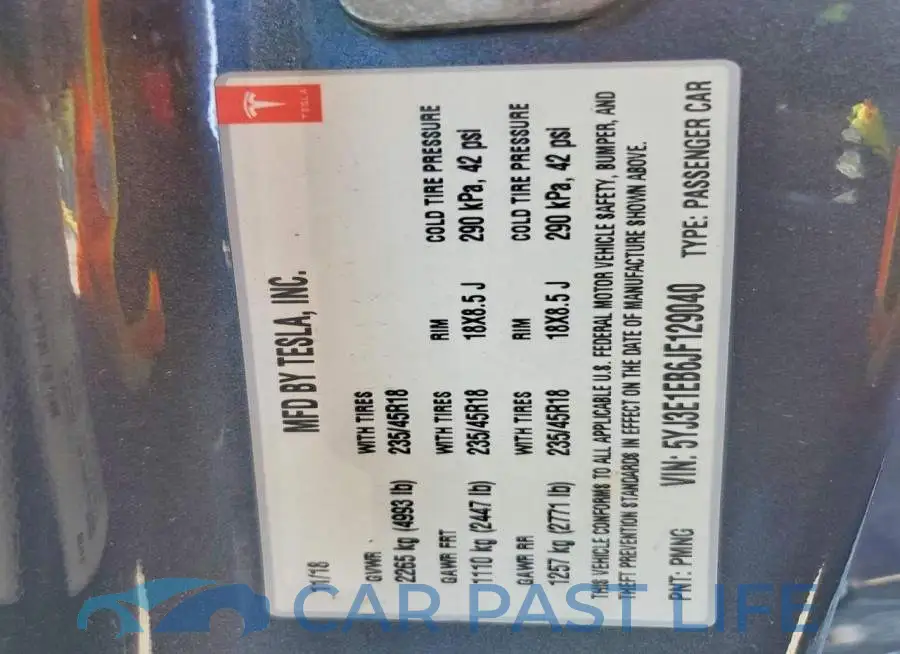 5YJ3E1EB6JF129040# 12
