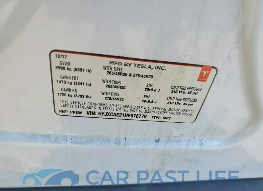5YJXCAE21HF076779# 12