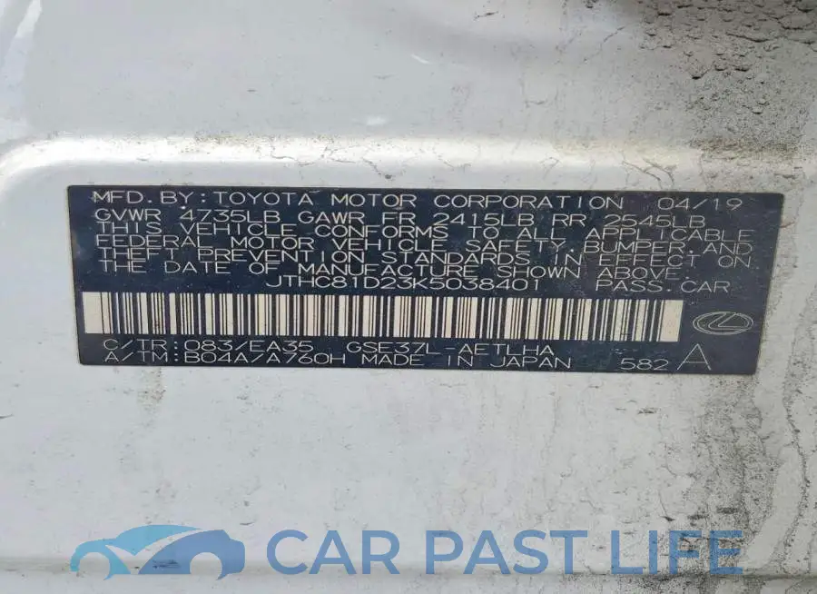 JTHC81D23K5038401# 12