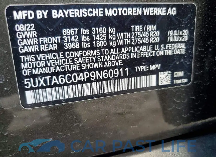 5UXTA6C04P9N60911# 14