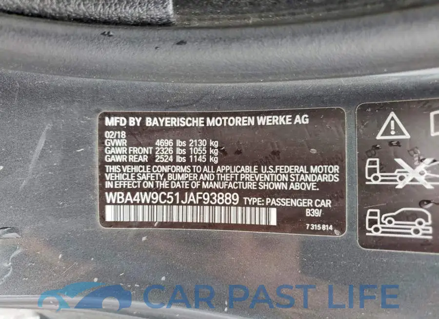 WBA4W9C51JAF93889# 12