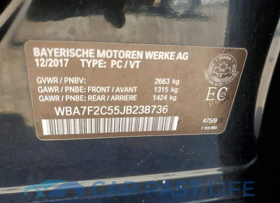 WBA7F2C55JB238736# 12