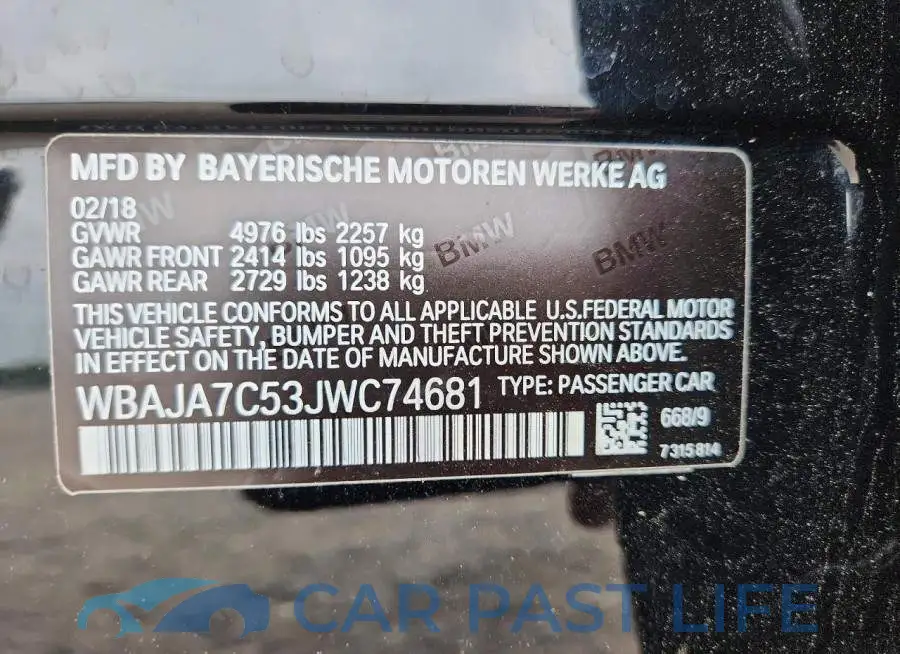 WBAJA7C53JWC74681# 12
