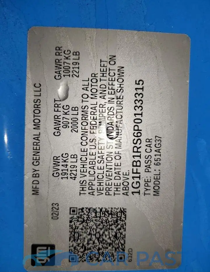 1G1FB1RS6P0133315# 12