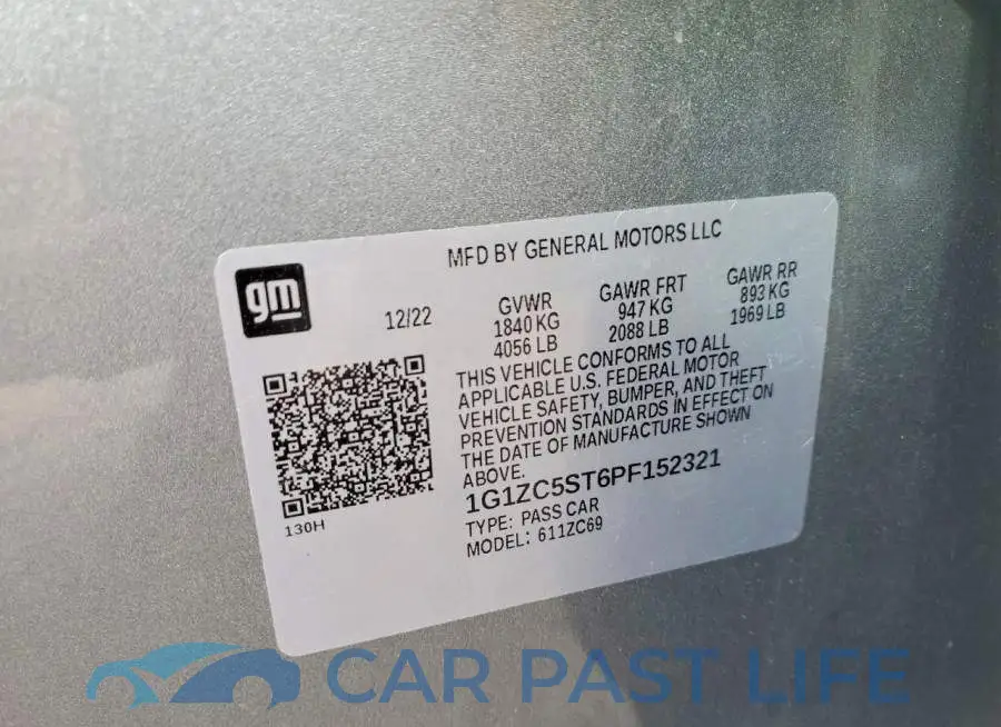 1G1ZC5ST6PF152321# 13