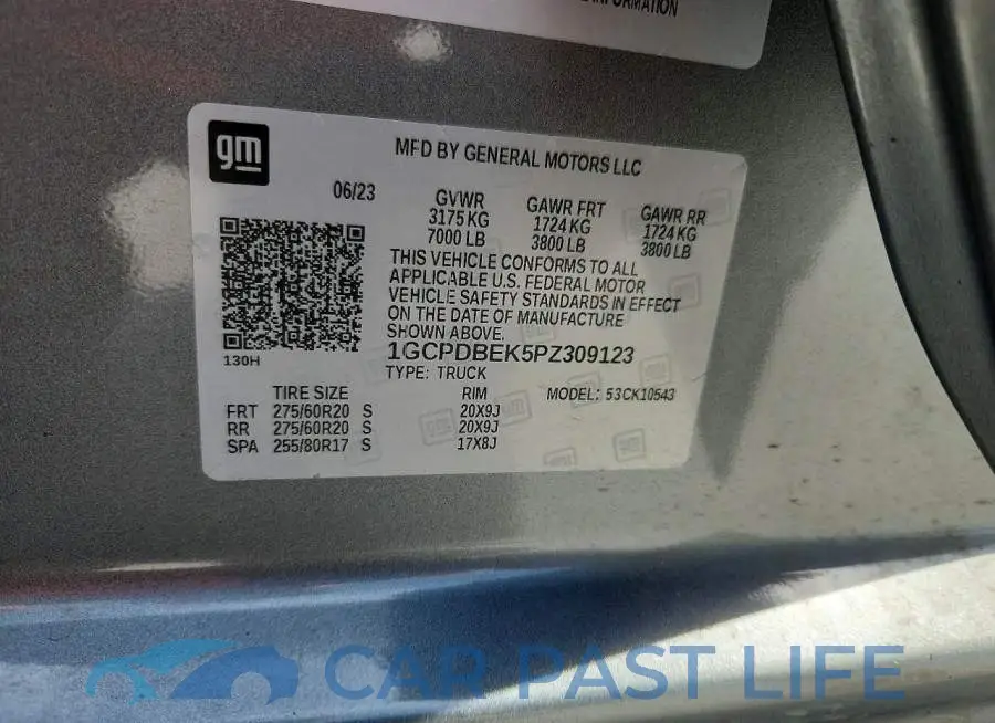 1GCPDBEK5PZ309123# 12