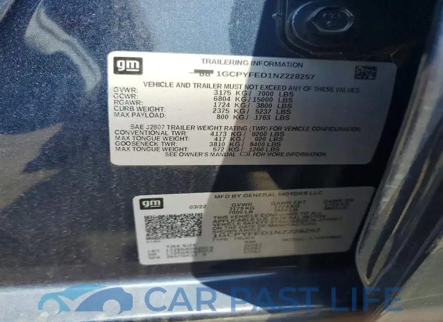 1GCPYFED1NZ228257# 12