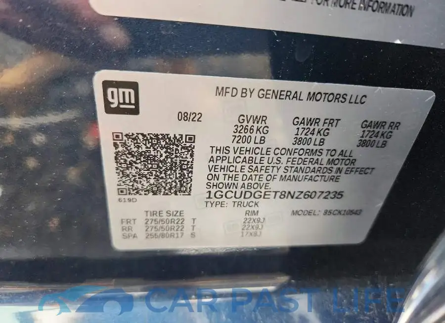 1GCUDGET8NZ607235# 12