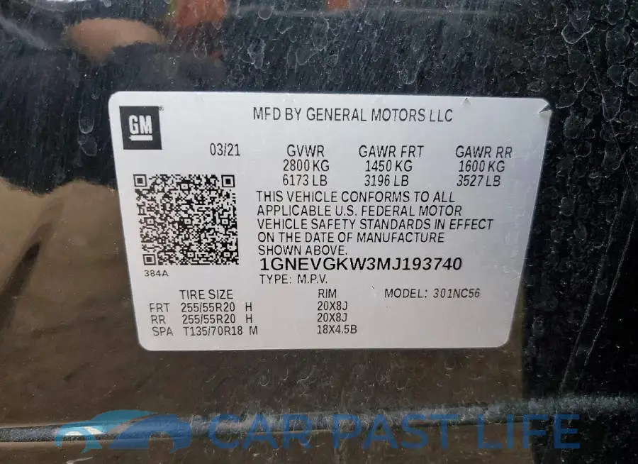 1GNEVGKW3MJ193740# 14