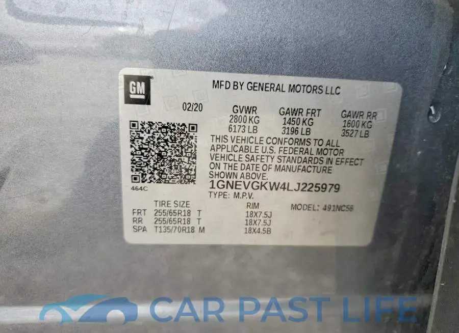 1GNEVGKW4LJ225979# 12
