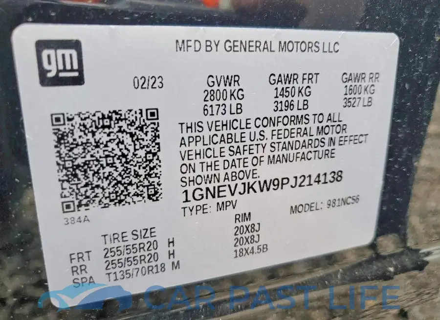 1GNEVJKW9PJ214138# 13