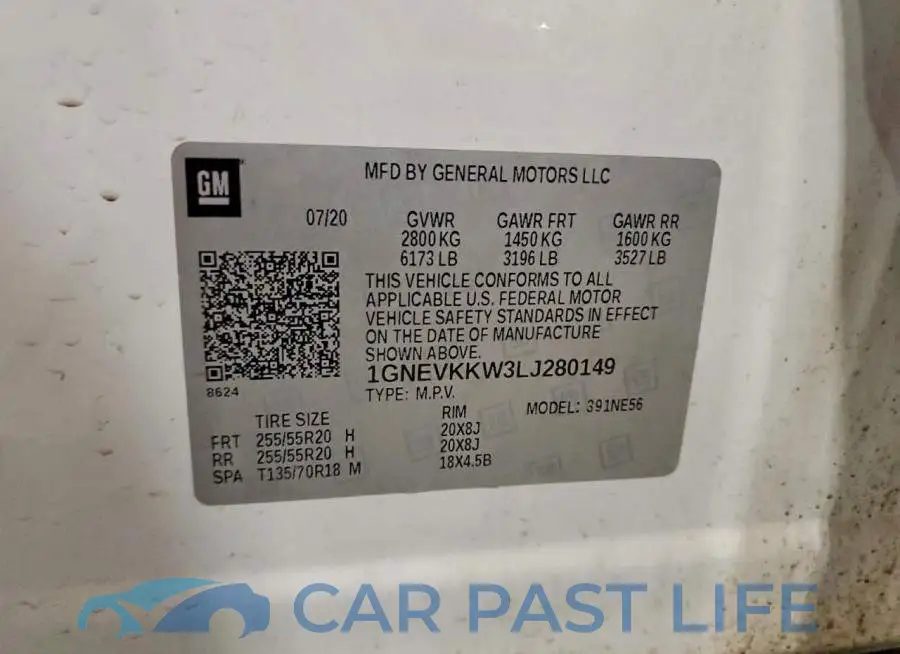 1GNEVKKW3LJ280149# 14