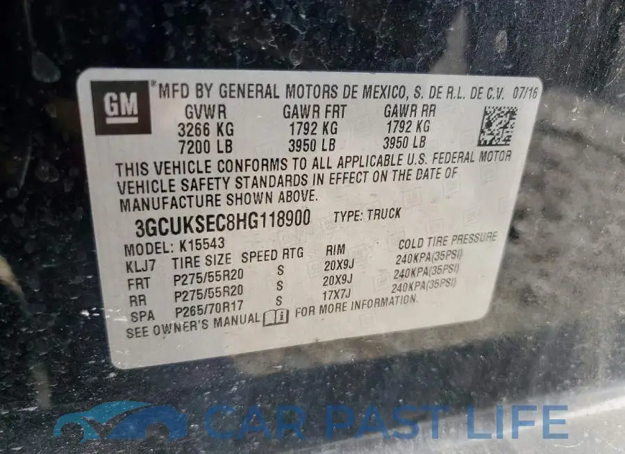 3GCUKSEC8HG118900# 13