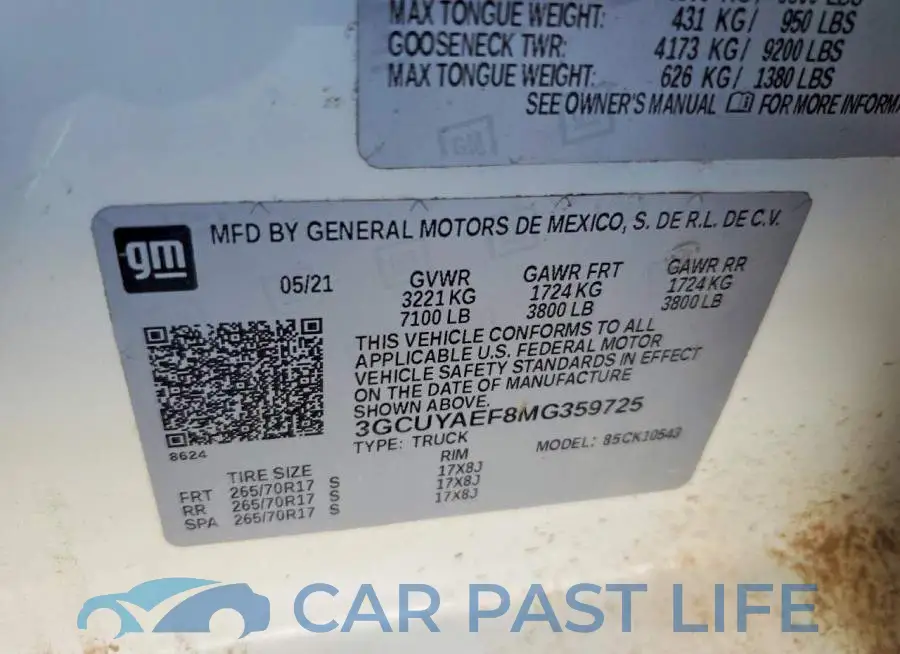3GCUYAEF8MG359725# 12