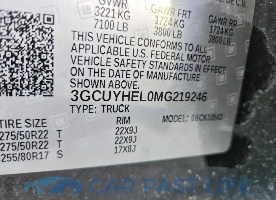 3GCUYHEL0MG219246# 12