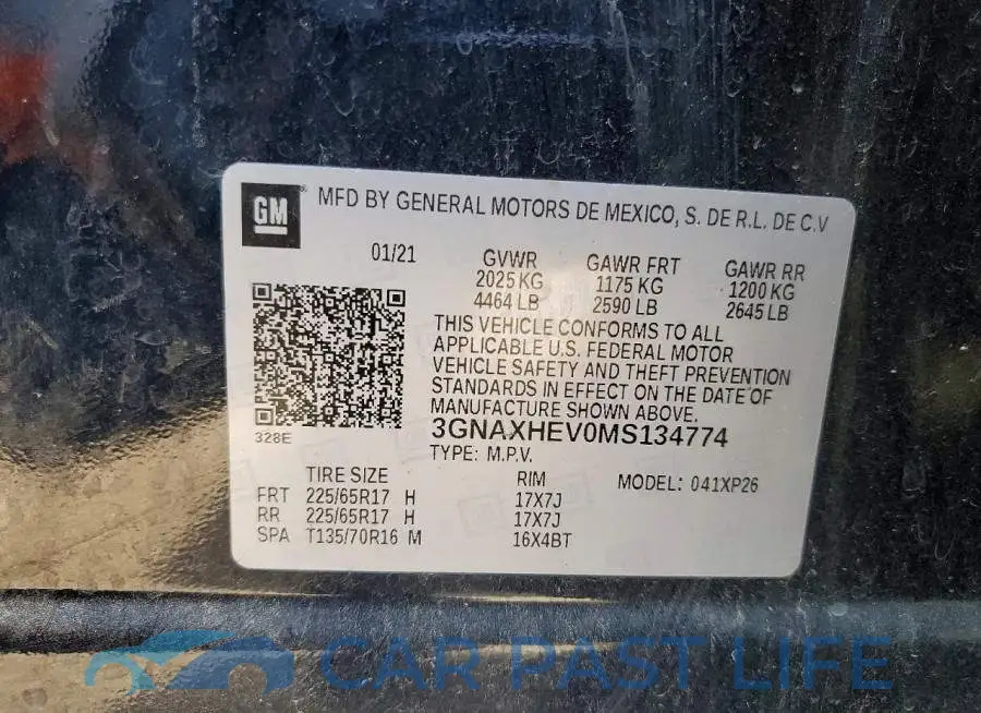3GNAXHEV0MS134774# 12