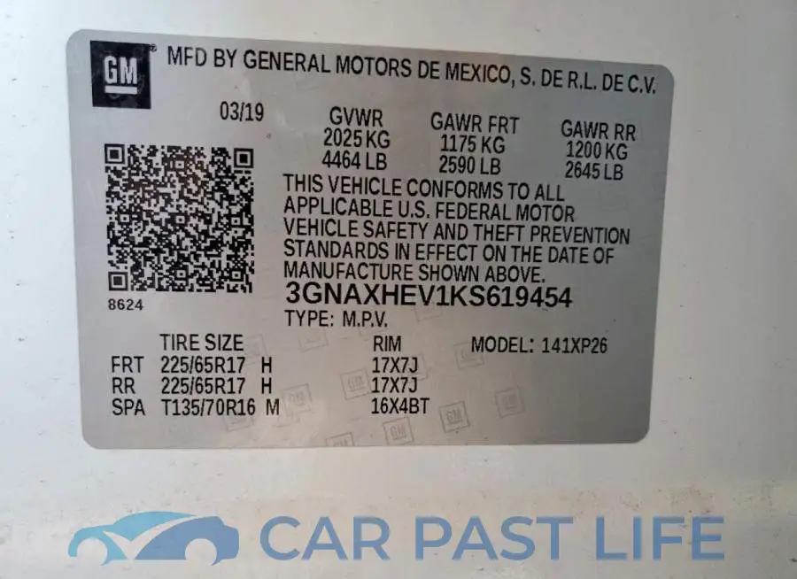 3GNAXHEV1KS619454# 13