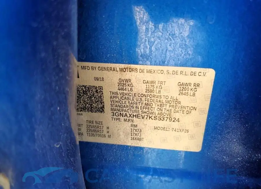 3GNAXHEV7KS537924# 12