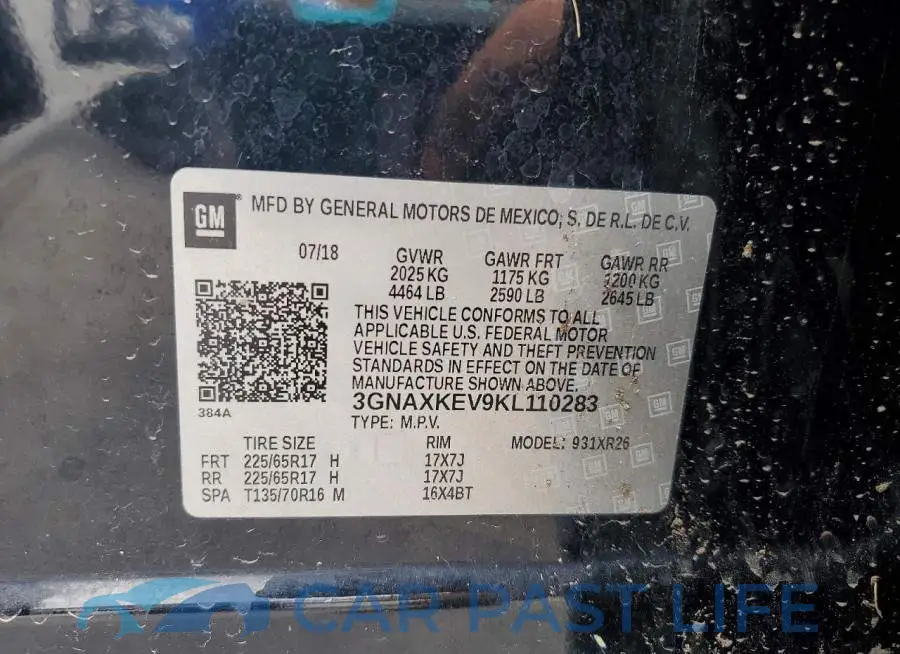 3GNAXKEV9KL110283# 13