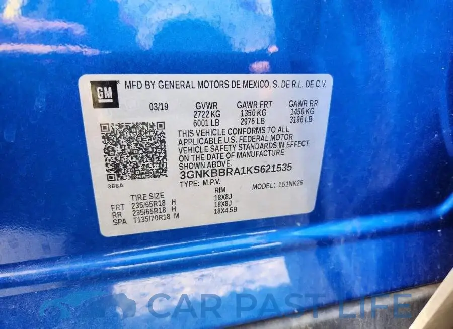 3GNKBBRA1KS621535# 13