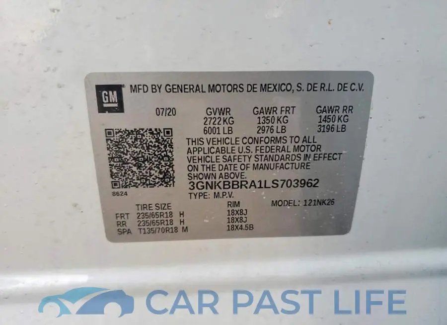 3GNKBBRA1LS703962# 12