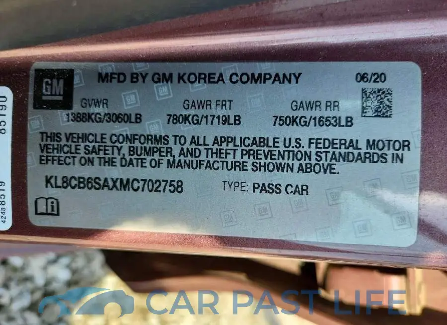 KL8CB6SAXMC702758# 13