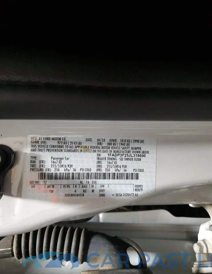 1FADP3F25JL318600# 12