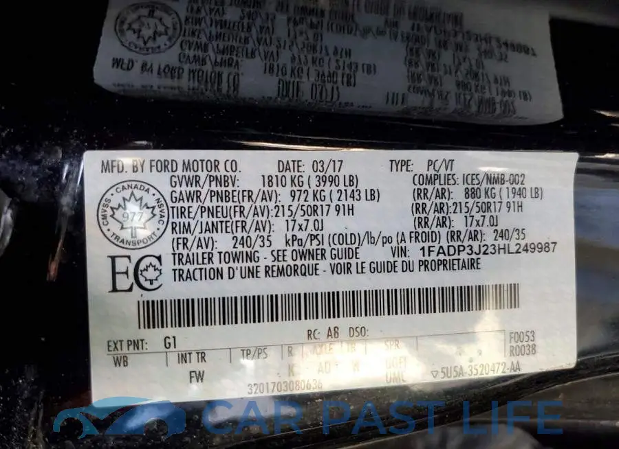 1FADP3J23HL249987# 12