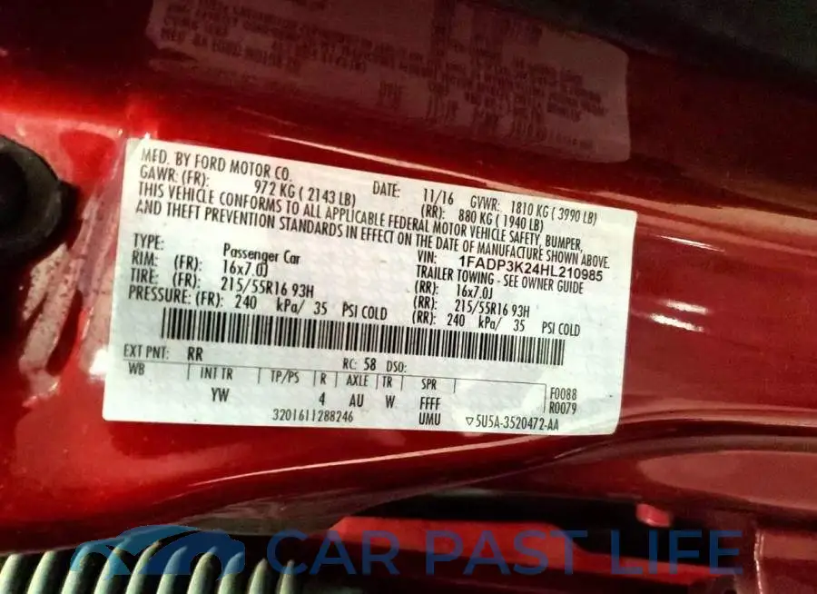 1FADP3K24HL210985# 12