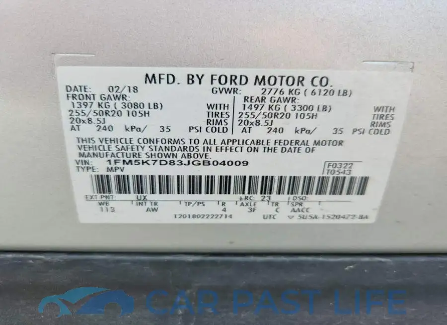 1FM5K7D83JGB04009# 14