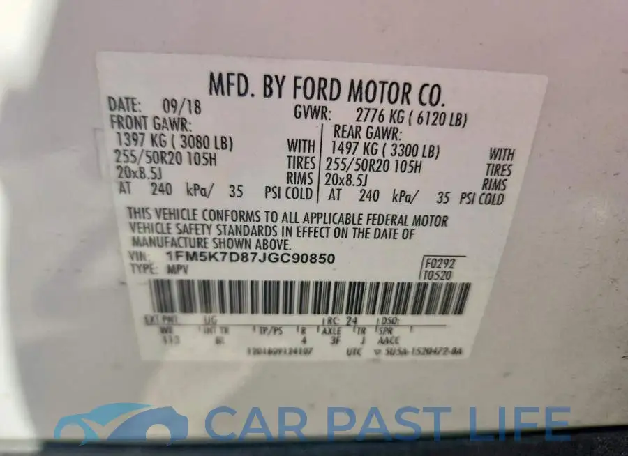 1FM5K7D87JGC90850# 13