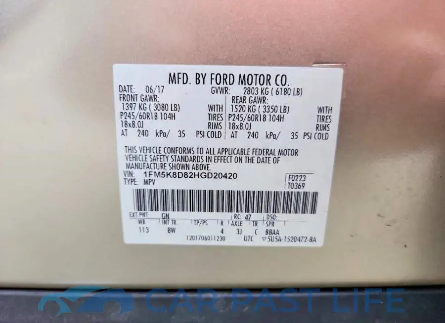 1FM5K8D82HGD20420# 13