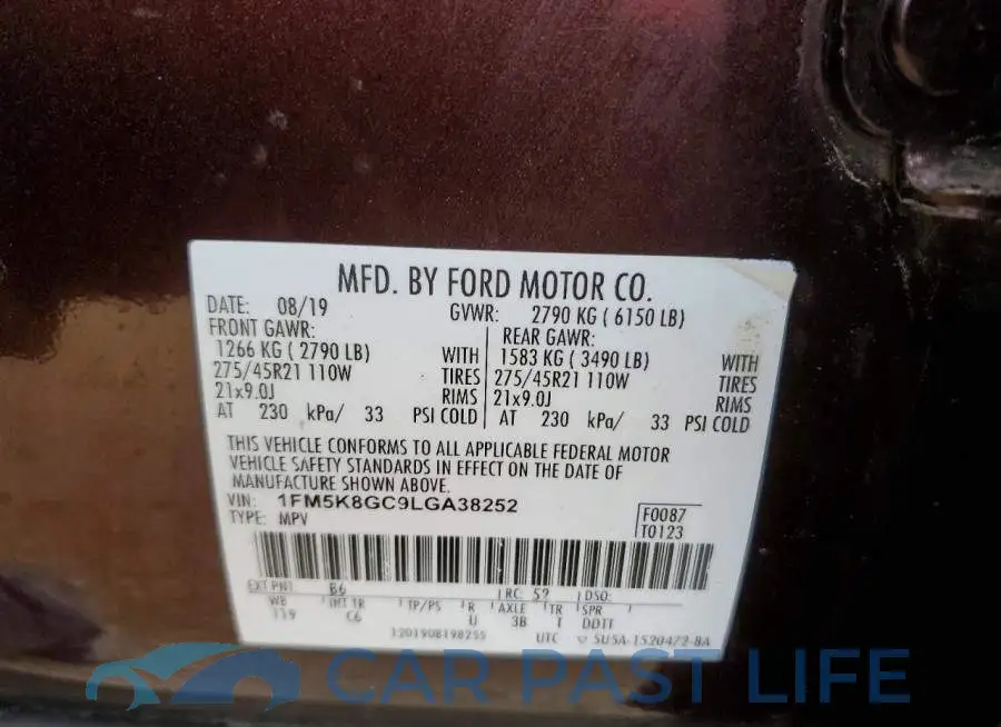 1FM5K8GC9LGA38252# 12