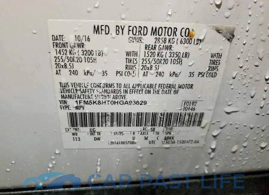 1FM5K8HT0HGA93629# 13