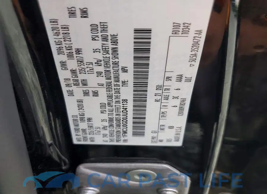 1FMCU0GD0JUD41138# 13