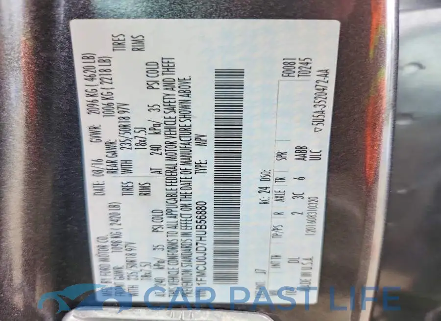 1FMCU0JD7HUB56880# 13