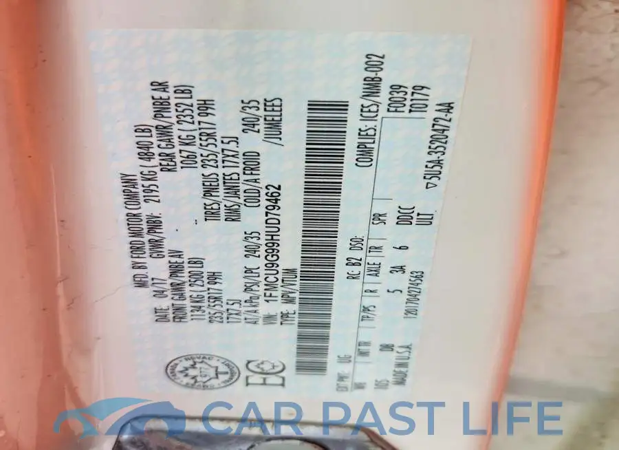 1FMCU9G99HUD79462# 12