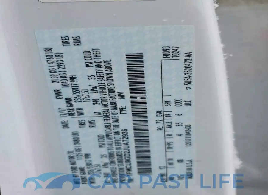 1FMCU9GD2JUA72936# 14