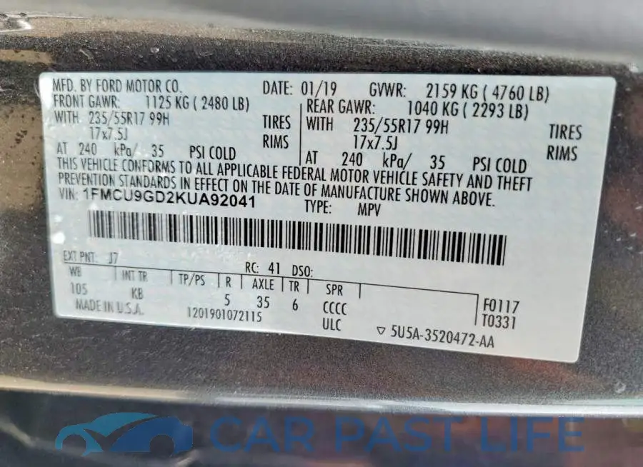 1FMCU9GD2KUA92041# 13