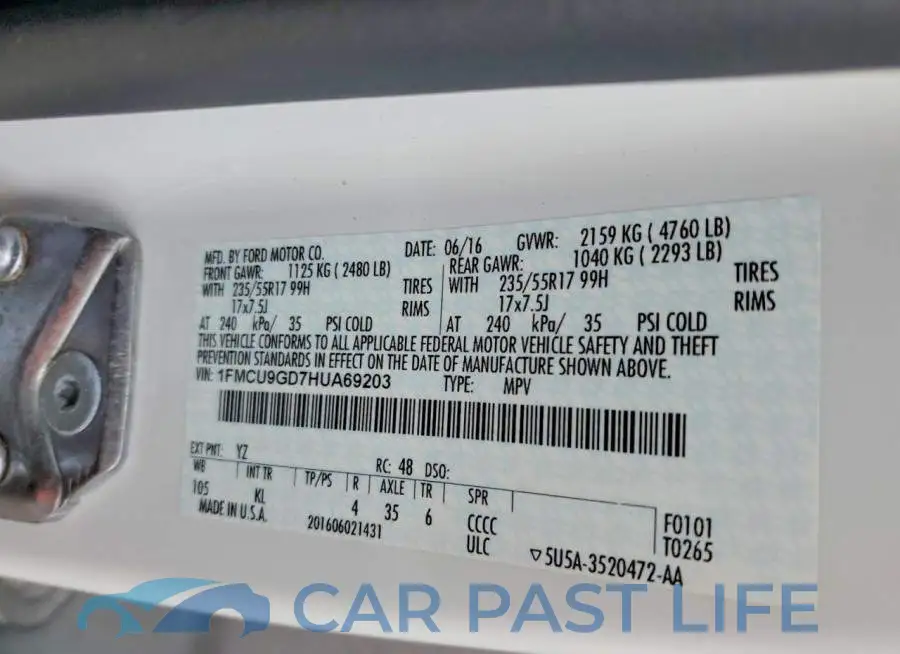 1FMCU9GD7HUA69203# 13