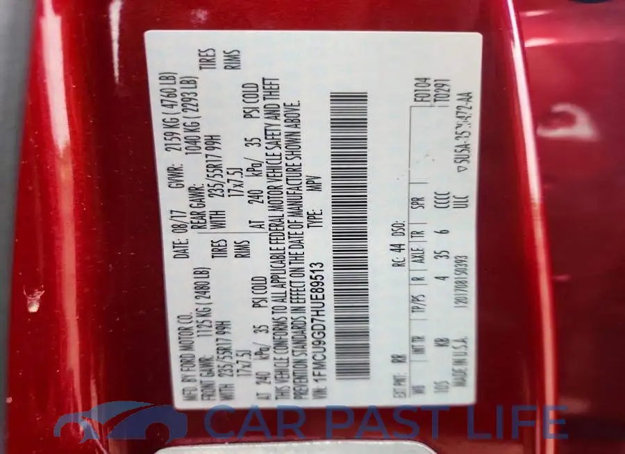 1FMCU9GD7HUE89513# 12