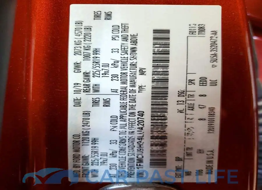 1FMCU9H94LUA20740# 12