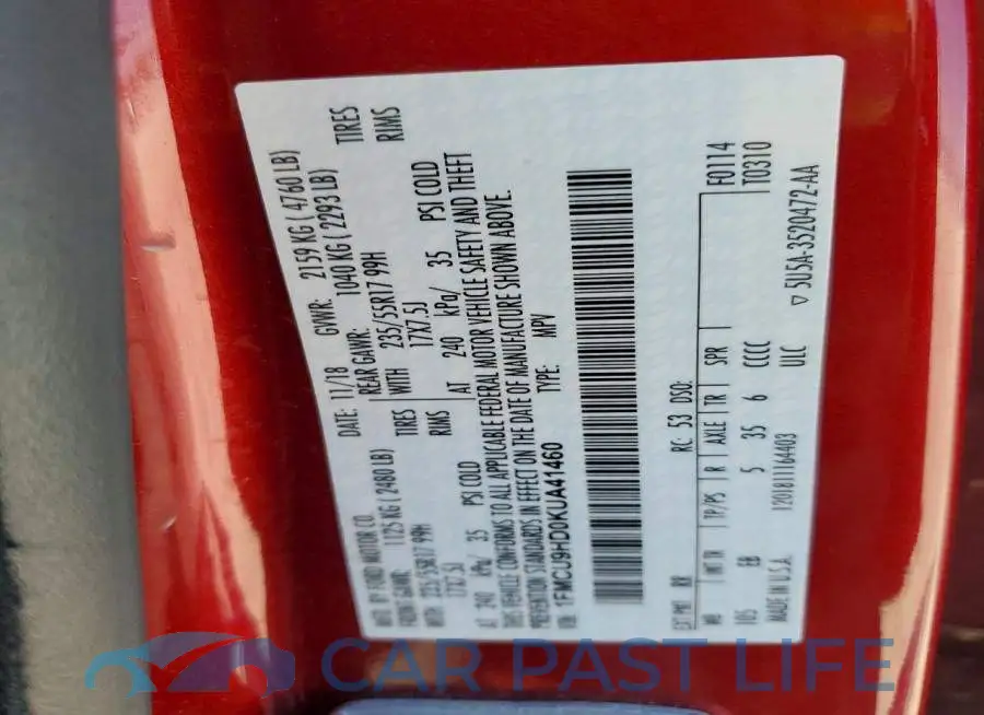 1FMCU9HD0KUA41460# 13