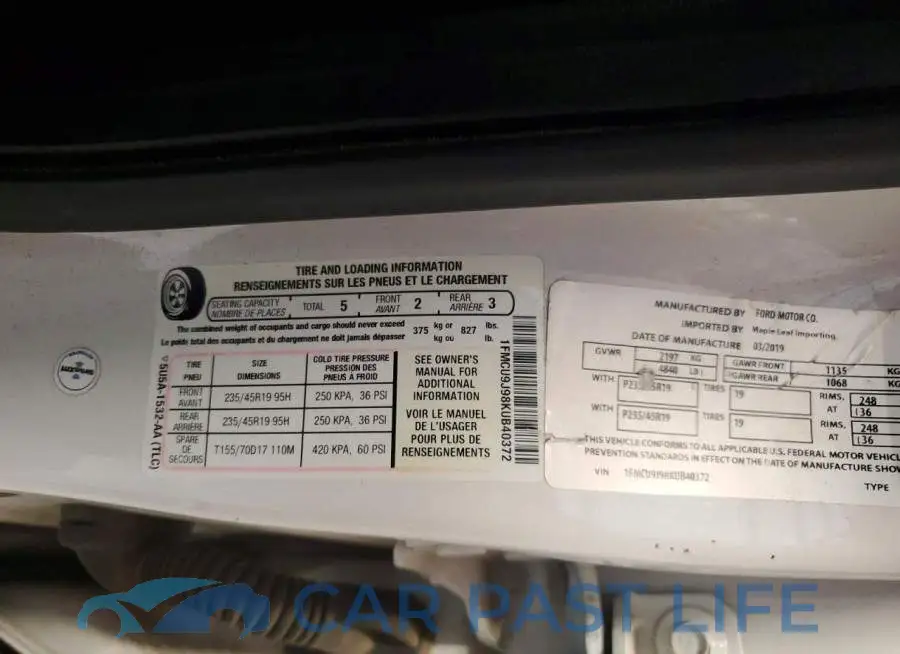 1FMCU9J98KUB40372# 13