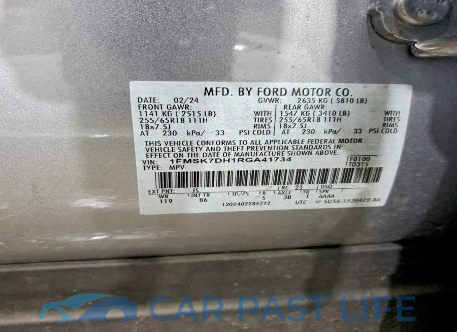1FMSK7DH1RGA41734# 13