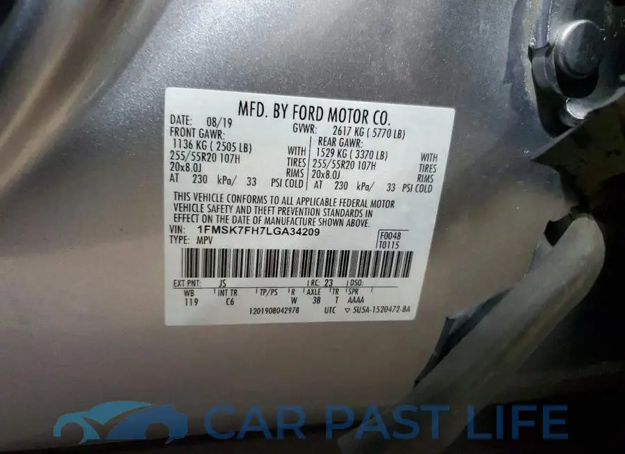 1FMSK7FH7LGA34209# 12