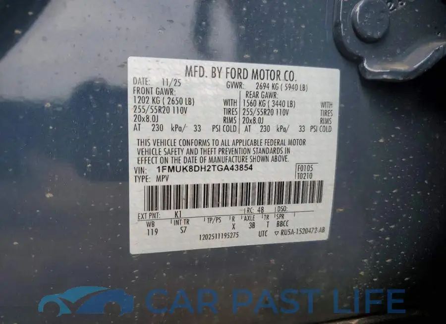 1FMUK8DH2TGA43854# 14