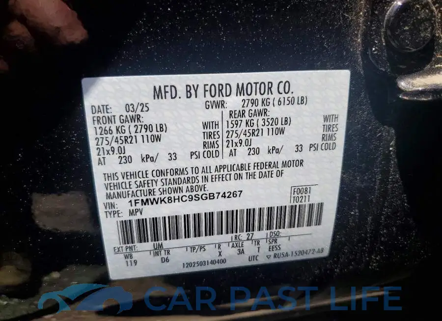 1FMWK8HC9SGB74267# 13