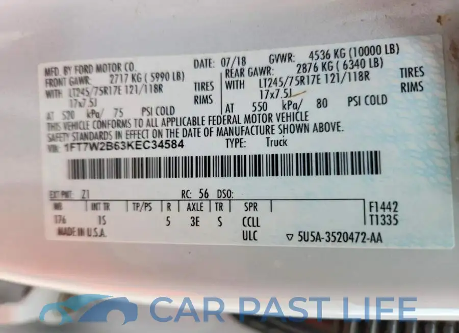1FT7W2B63KEC34584# 13